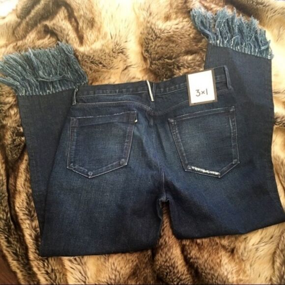 3 x 1 Blue Straight Fringe Jeans Size 28 - Picture 2 of 5